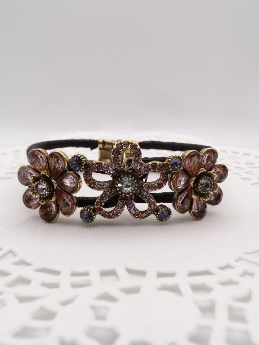 Betsy Johnson Flower Hinged Cuff Bracelet